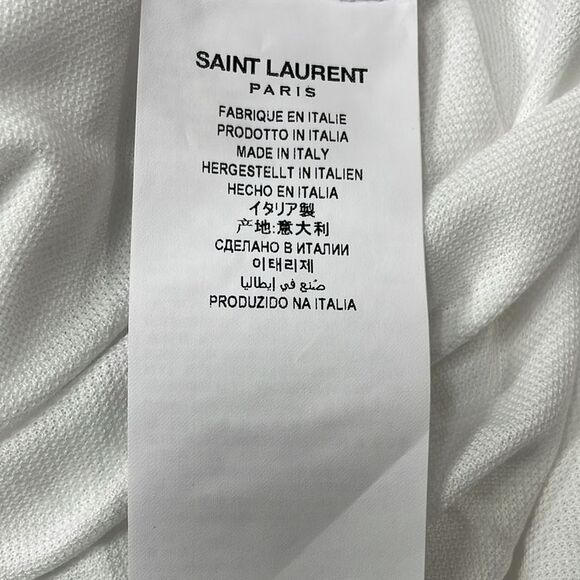 Saint Laurent Embroidered-Logo Polo Shirt in White Cotton